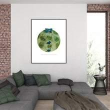 Load image into Gallery viewer, Educates Animal Protection &amp; Reminds People to Protect Endangered Animals Through Abstract Turtle Moon Art | Watercolor Turtle Patterned Colorful Print Creates Sooth &amp; Relaxing Vibes in a Place | Ribbon &amp; Piece of Jeans Up-cycled Collage Design by Graphic | Sage, Moss &amp; Fern Colors Help More Soothing Feelings
