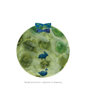 Load image into Gallery viewer, Educates Animal Protection &amp; Reminds People to Protect Endangered Animals Through Abstract Turtle Moon Art | Watercolor Turtle Patterned Colorful Print Creates Sooth &amp; Relaxing Vibes in a Place | Ribbon &amp; Piece of Jeans Up-cycled Collage Design by Graphic | Sage, Moss &amp; Fern Colors Help More Soothing Feelings
