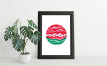 Load image into Gallery viewer, Eco-Friendly Abstract Colorful Planet Prints at Jellyque | Reminds to Sustainable Living Through Watermelon Moon | Reusable Materials: Gold &amp; Silver Star Accessory ➸ Up-cycled Collage Design + Eco Tips | Spanish Green &amp; Rose Pink Colors For Healthy Life Physically, Mentally | Cute &amp; Bright Vibes | Instant Download
